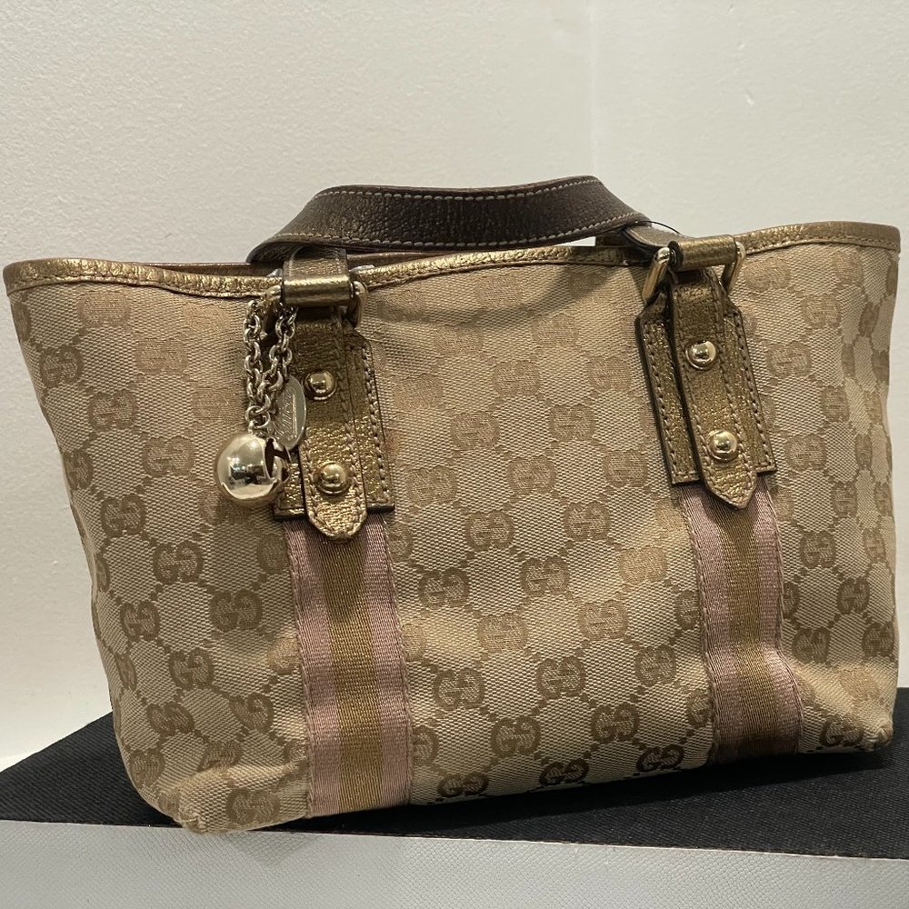 GG Canvas Shoulder Bag Tote Beige Pink